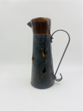 Brutalist Caged Imprisoned Glass Pitcher Jug Felipe Derflingher 1960s Mex 10.5”